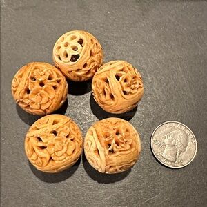 Vintage Large Carved Beads Bundle